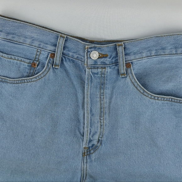 Re/Done Denim Shorts Raw Hem High Rise Button Fly Cut Off Airy Indigo 28 NWOT - Picture 11 of 14